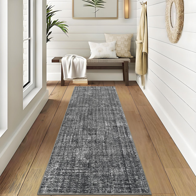 Tapis de salon Minimalist, Gris foncé, Tapis de couloir 2 pi x 6 pi
