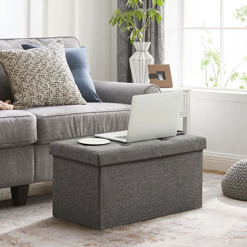 30In Foldable Storage Ottoman, Storage Chest For Bedroom End Of Bed, Large Ottoman Bench Foot Rest Stool For Living Room