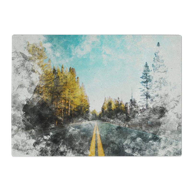 Road Through Yosemite National Park Watercolour Chopping Board, 0.4cm H x 20cm W x 28.5cm L