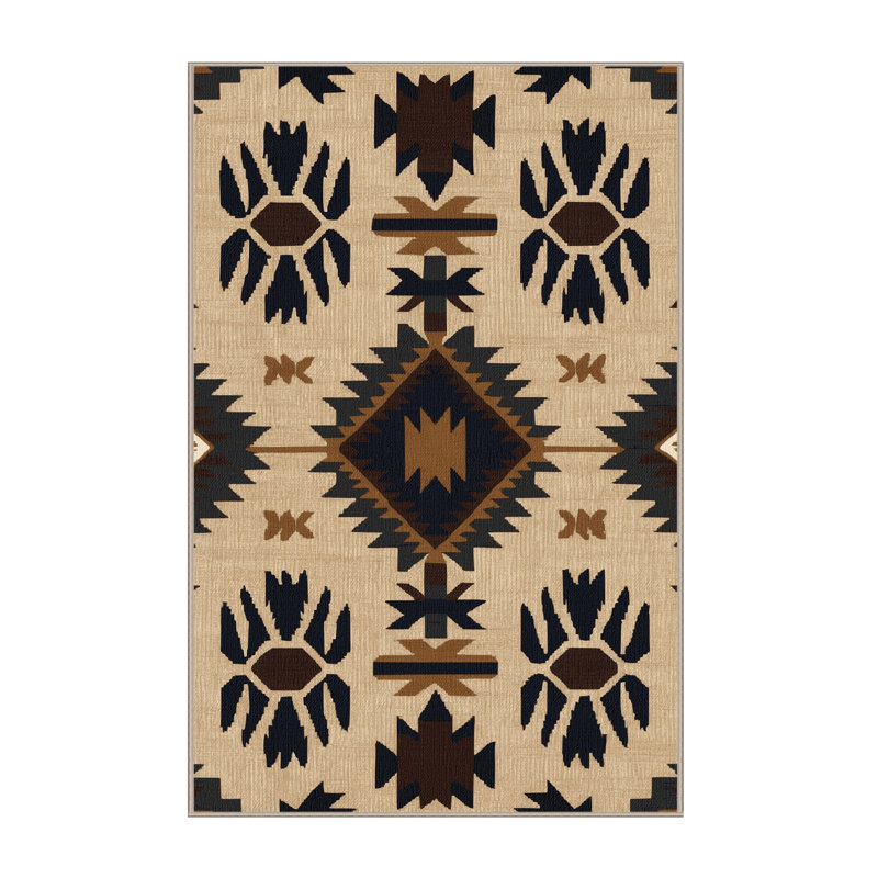 Washable Coyote Tracks Southwestern Area Rug, Rectangle 3' x 5'