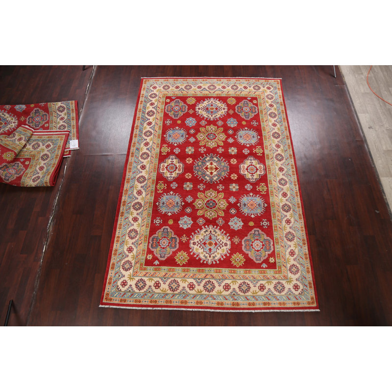 One-of-a-Kind 6'8" X 10'2" New Age Wool Area Rug in Red/Ivory/Green
