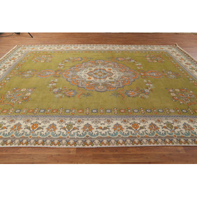 Green Wool Traditional Area Rug 10x13
