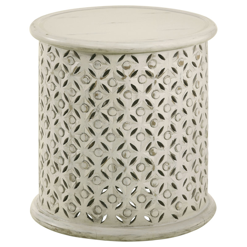 Fowey Round Mango Wood Side Table, Beige, 24" H x 16" W x 16" D