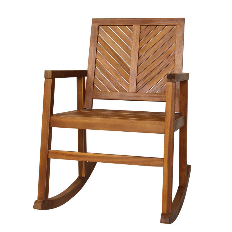 Chaise berçante en bois massif Axton, Teck