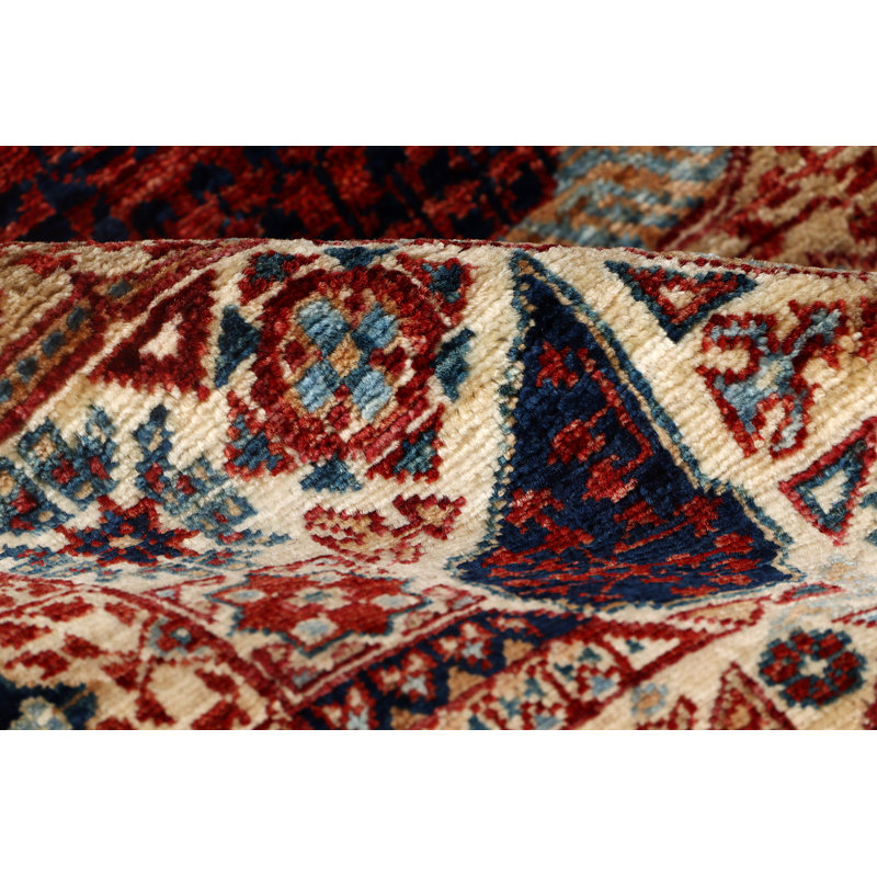 Hand-Knotted High-Quality Red/Blue/Beige Area Rug