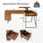 Nusaiba L-Shaped Solid Wood Wicker / Rattan Solid Wood Iron Computer Desk with Built-In Electrical Outlet-2061804096