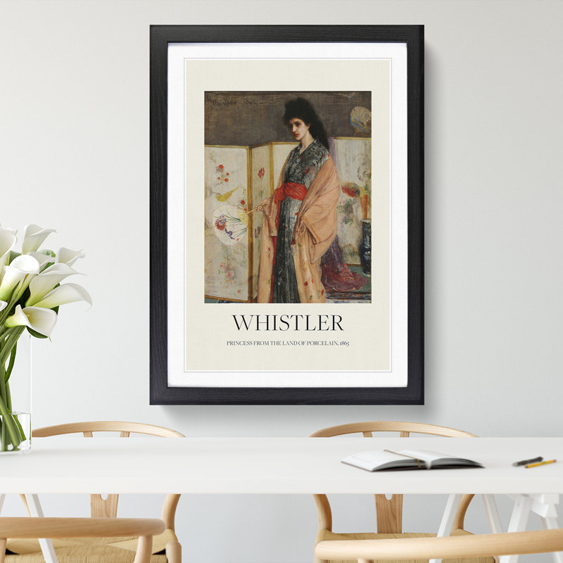Lady in a Kimono by James Mcneill Whistler - Picture Frame Art Prints, 36cm H x 27cm W x 2cm D, Black Framed
