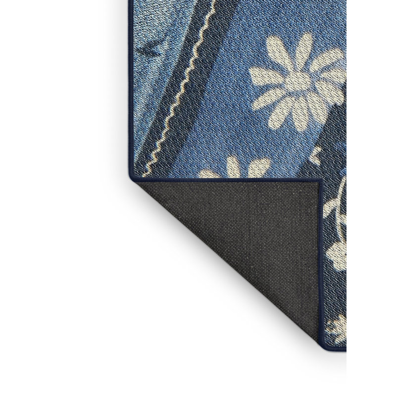 Tapis bleu/ivoire à motifs Niobrara, Rectangle 5 pi x 7 pi