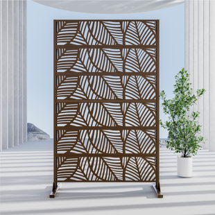 44.45" W x 72.36" H Outdoor Privacy Screen 6 - Panel Freestanding, Decorative Room Divider