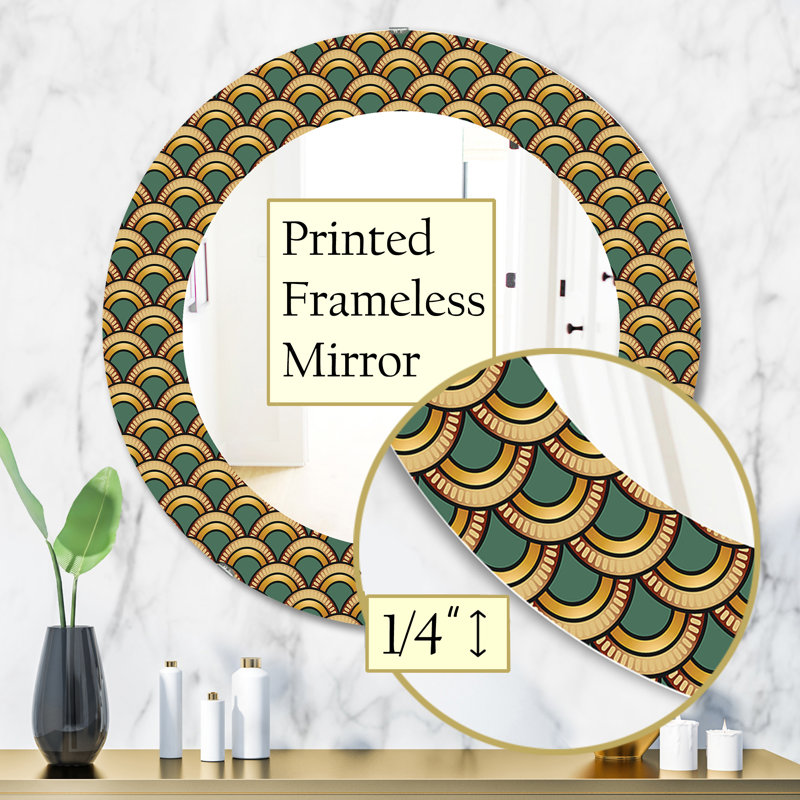 Art Deco Eclectic Wall Mirror, 31.5" H x 31.5" W
