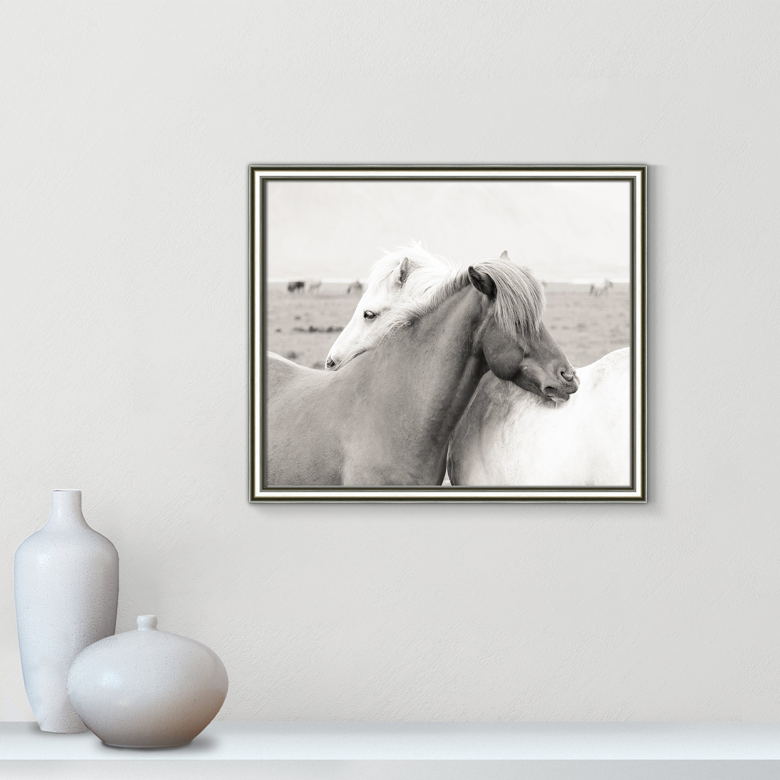 Melanie "Icelandic Meadow Horses" Print, 17.25" H x 20.25" W x 0.88" D, Silver Framed