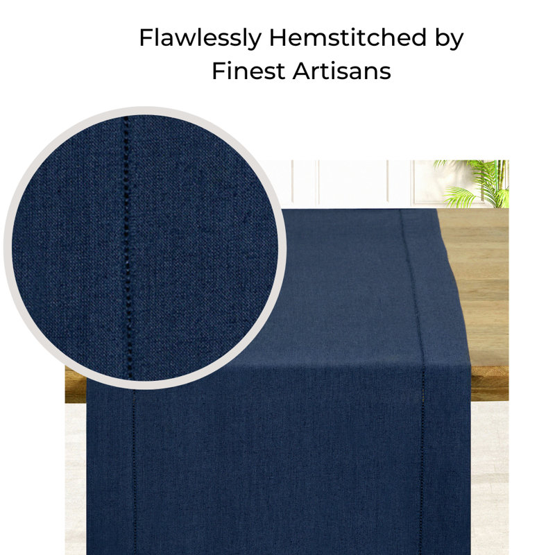 Chemin de table 100% lin D'Okok Homes, Bleu marine de nuit, L 132 po x P 14 po