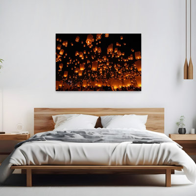 «Lanterns the Night Dreamy Peaceful Abstract Landscape Nature», reproduction d'art murale