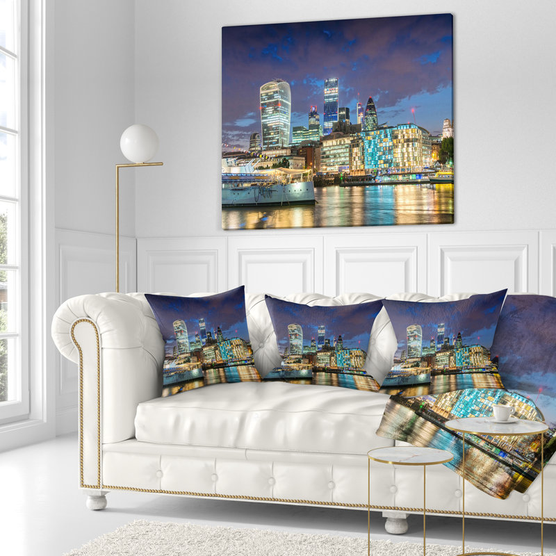 Coussin lombaire, photographie de paysage urbain, rivière Thames la nuit