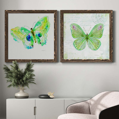 Carnet de croquis Butterfly II - ensemble de 2 peintures sur toile encadrées