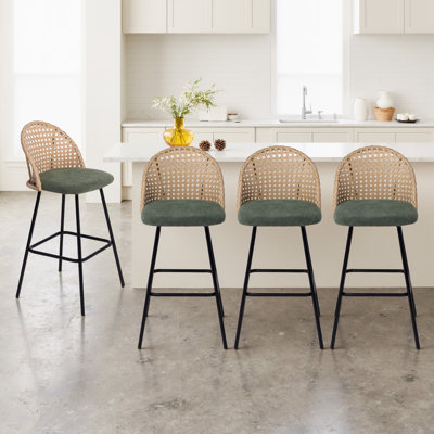 Yes Upholstered Chenille Bar Stool with Steel Frame