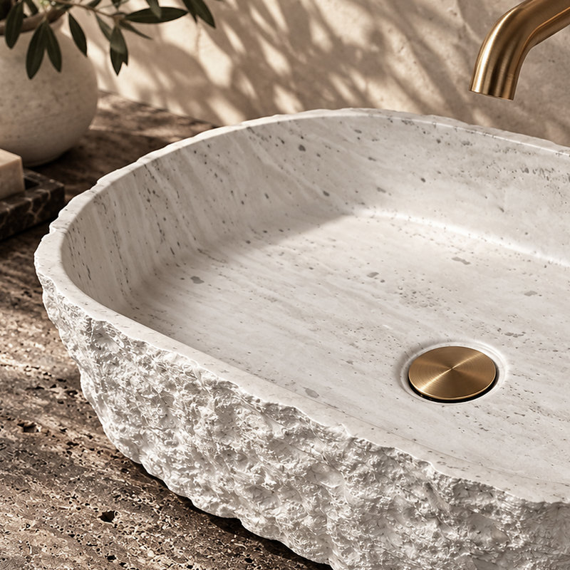MEDUNJESS Chloe 13.98'' Solid Surface Bathroom Sink, Blanc