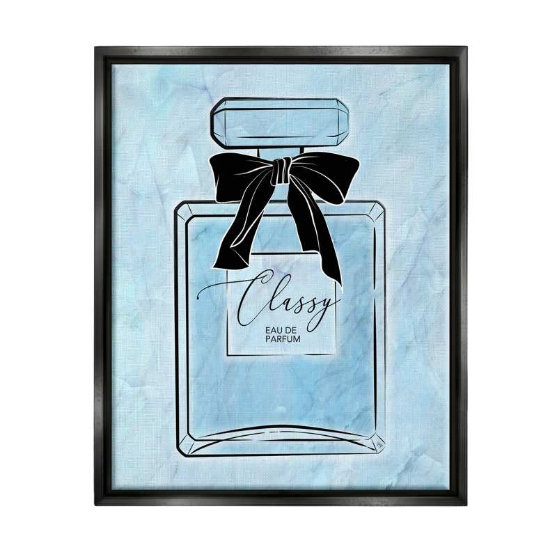 Ba-770-Floater Classy Blue Perfume par Martina Pavlova, Cadre flottant noir de jais, H 20 po x l 16 po