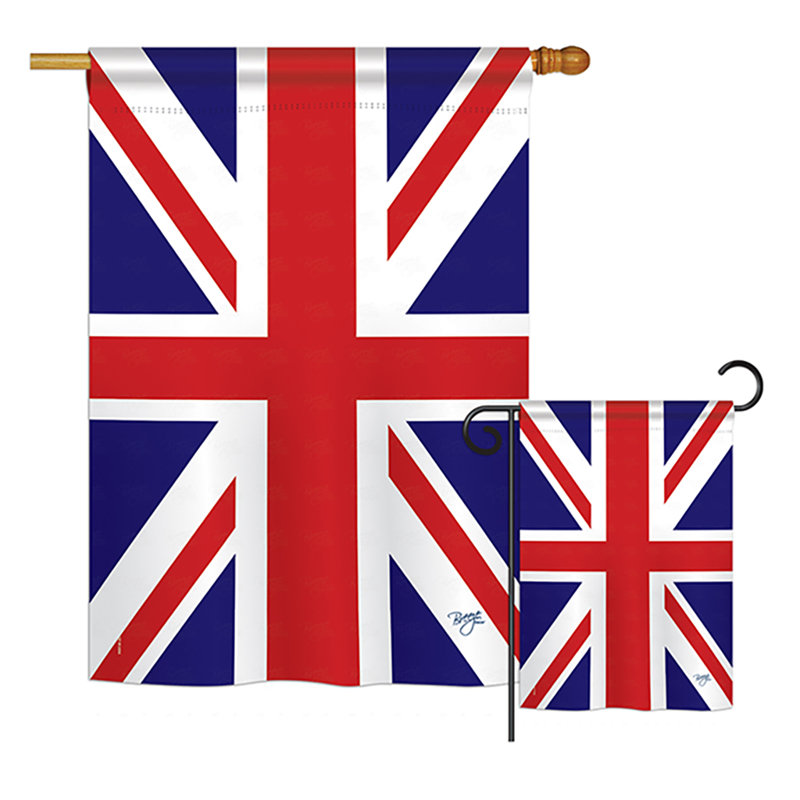 Ensemble de 2 drapeaux en polyester vertical 2 côtés uk of the world
