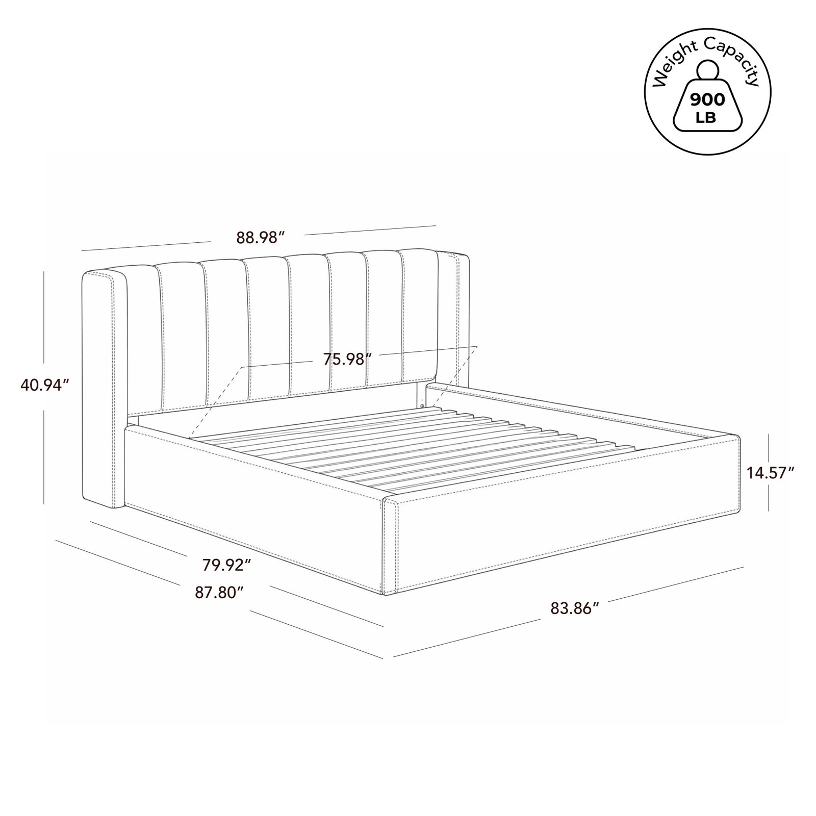 Upholstered Platform Bed, Selene White, King
