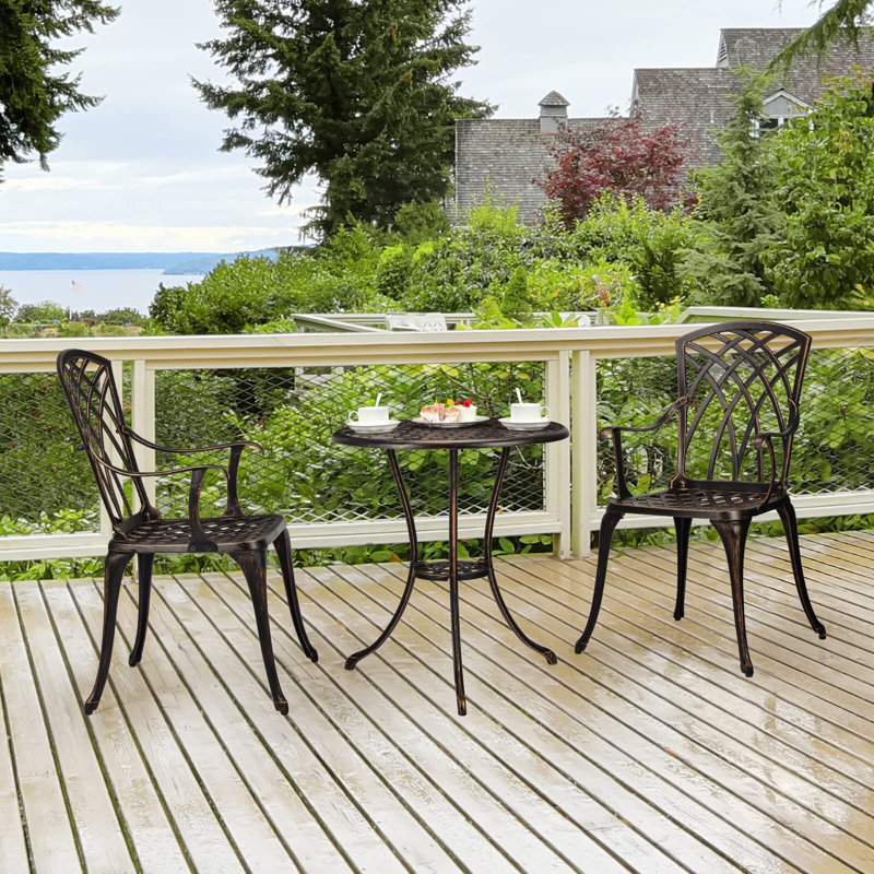 Damekia 2 - Person Three Leg Dining Set, Bronze