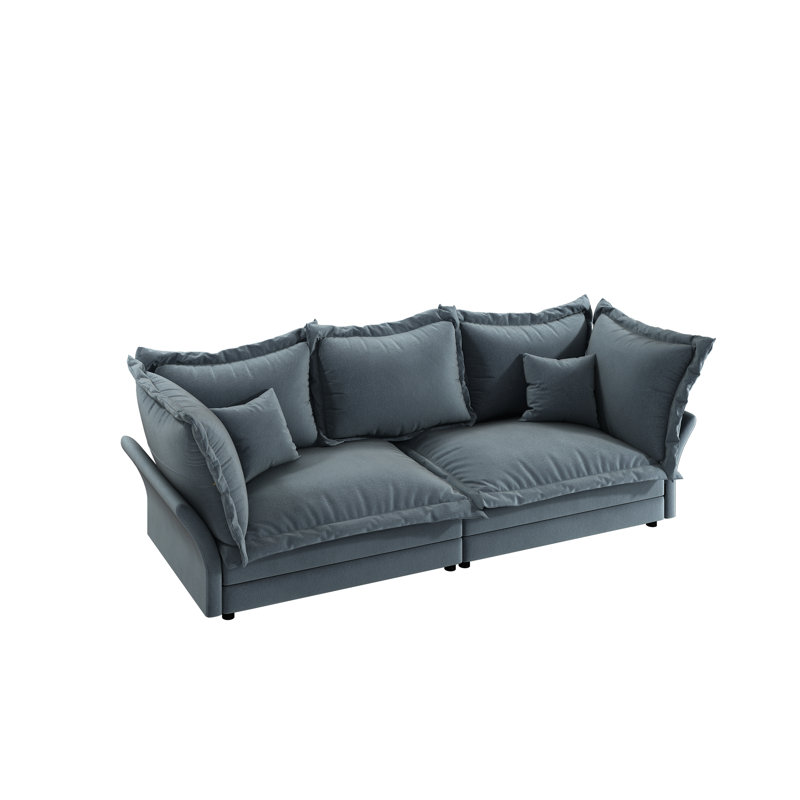 Adonia 90.55" Modern Comfy Upholstered Sofa Cloud Couch, Deep Seat Couches With Multiple Large Soft Pillows,Convertible Deep Seat Chaise Longue For Living Room Bedroom,Apartment,Office