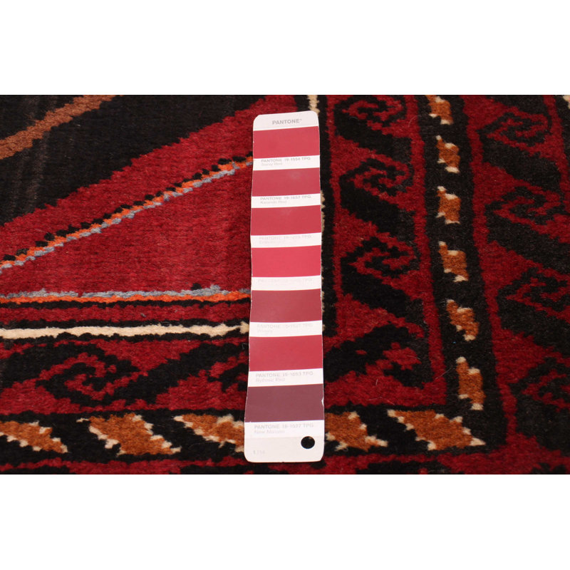Tapis unique rouge de style années 1990 3 pi 3 po x 6 pi One-of-a-Kind