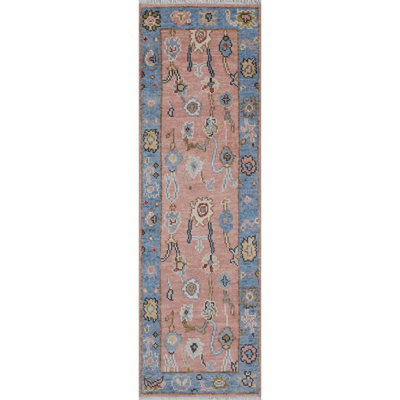 Afterglow Oriental Hand-Knotted Wool Area Rug in Sunset/Blue/Beige