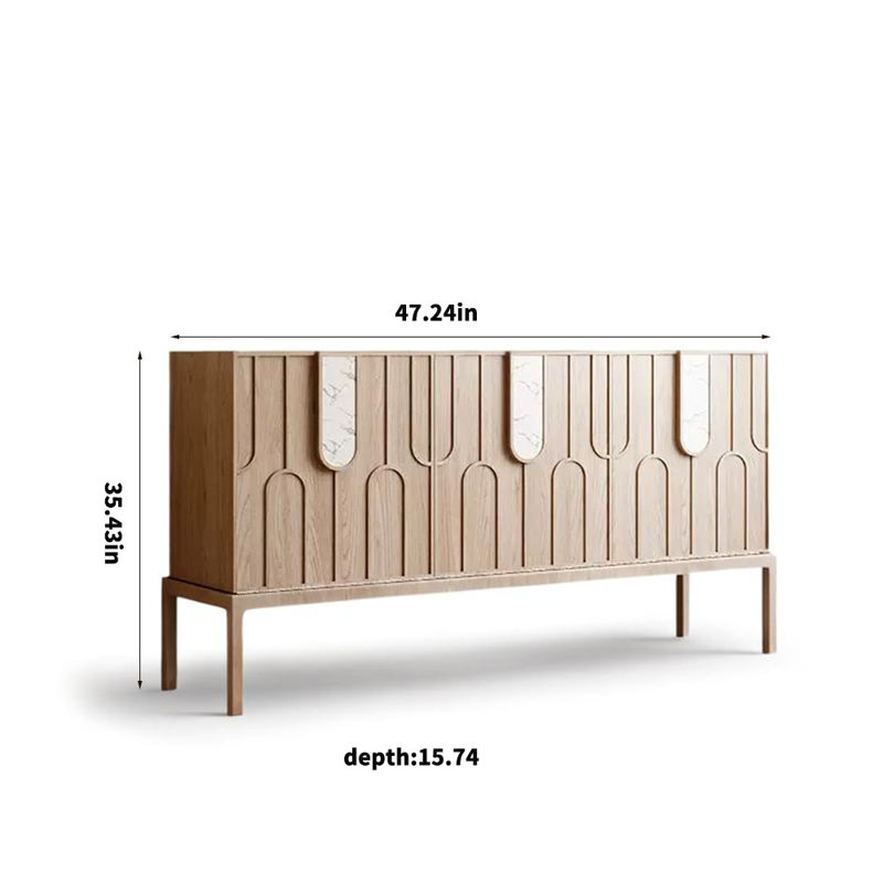 Buffet de style médiéval 47,24 po, Naturel, H 35,43 po x l 47,24 po x P 15,74 po