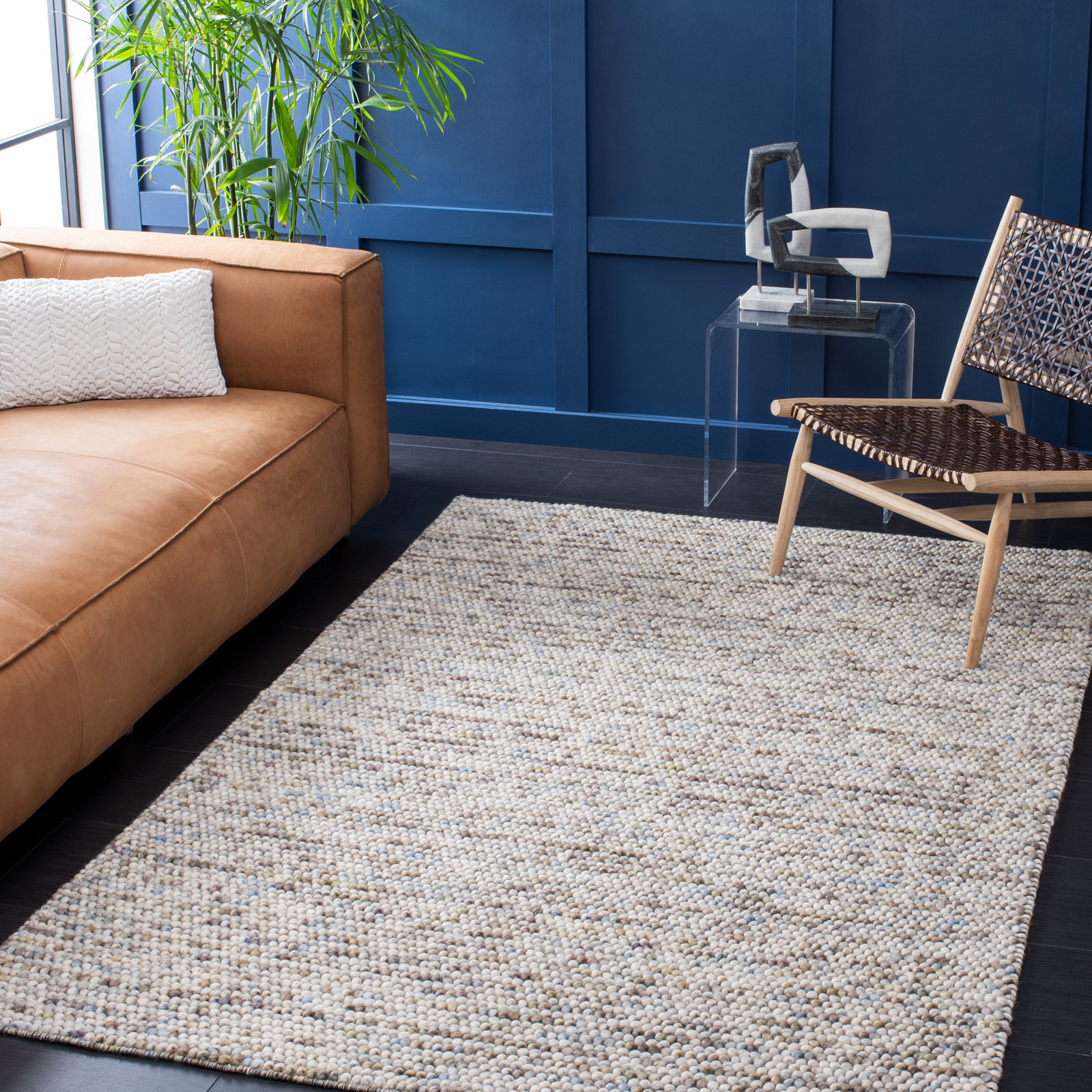 Elle Ivory Multi Hand-Woven Flatweave Rug, Rectangle 5' x 8'