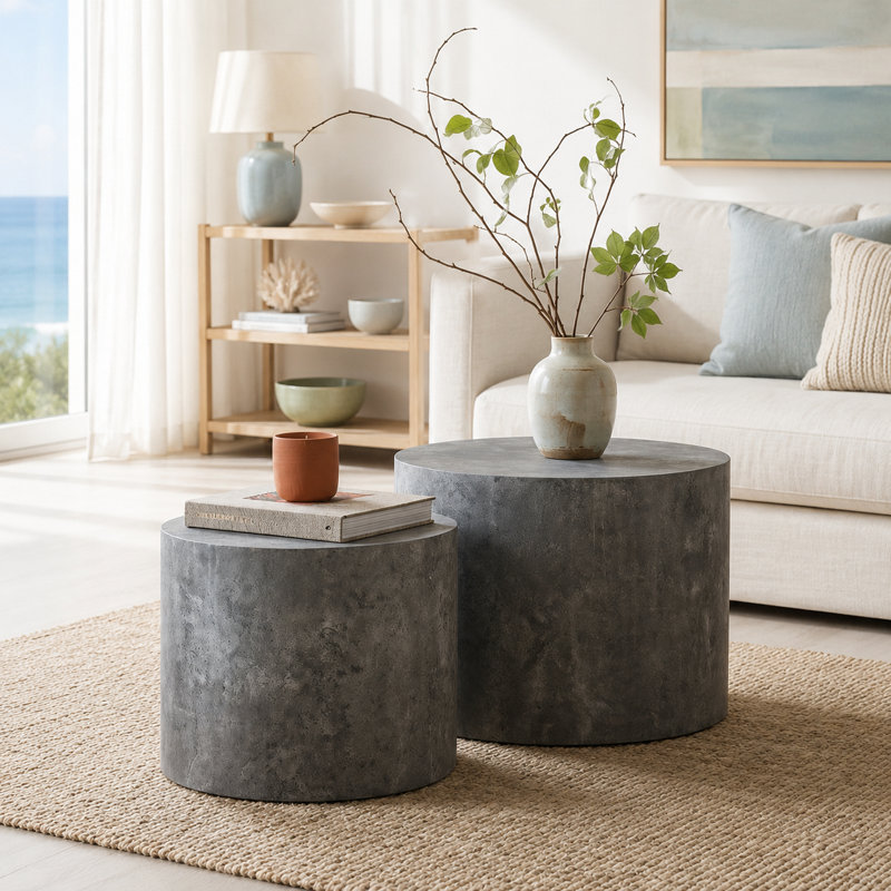 Tables d'appoint rondes en bois, Gray