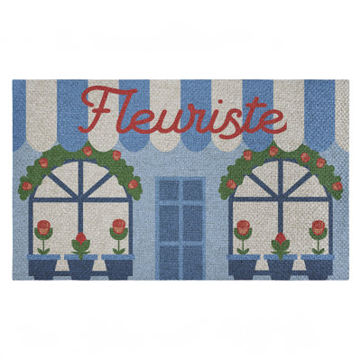 Florist Shop Storefront Outdoor Door Mat, design by Lil' Rue, 18"x30"