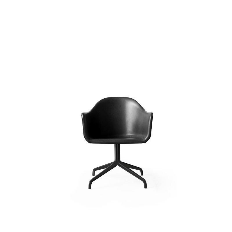 Harbour Task Chair, Polished Aluminum, Dakar 0842 Black Genuine Leather