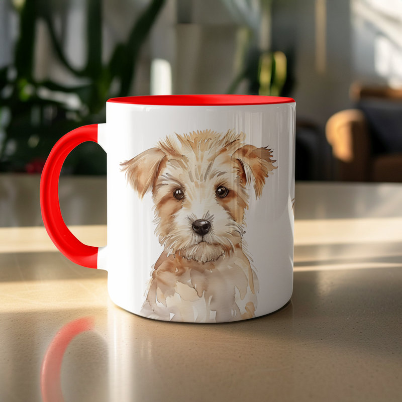 Vibrant Artistic Pomeranian Dog Design 11oz Coffee Mug, 4