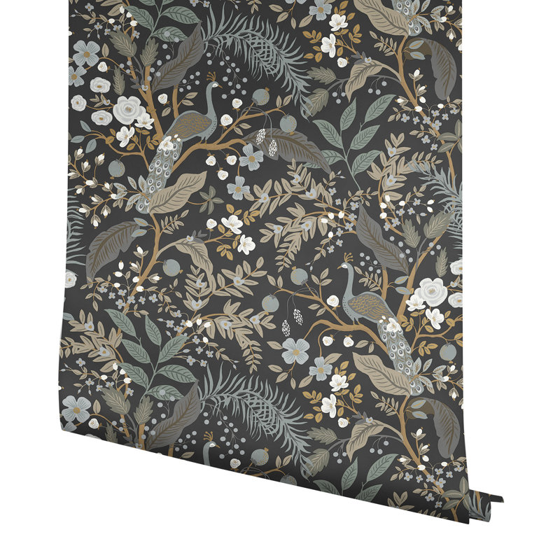 Papier peint adhésif Peacock Garden, Noir