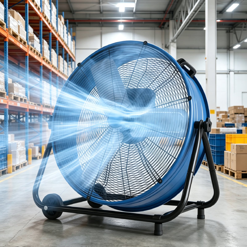 Ventilateur industriel 24 "à haute vitesse 24", ventilateur de plancher robuste avec refroidissement réglable à 3 vitesses de 4800 à 8800 pi³ / min, pour garage industriel, pales en métal / rotation à 360 °