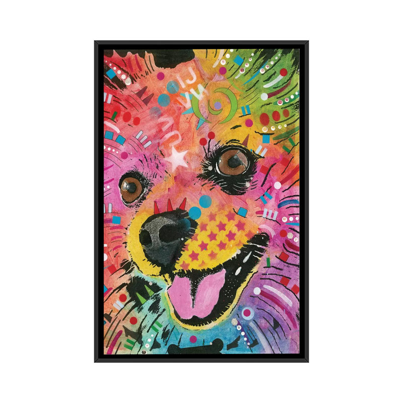 «Pomeranian», impression sur toile, H 48 po x l 32 po x P 1,5 po, Toile encadrée noire, Pas de tapis