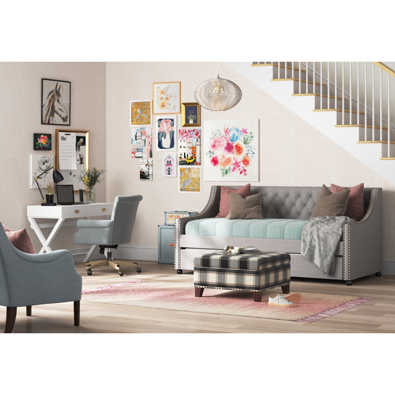 Maison rose - peinture sur toile tendue, H 12 po x l 8 po