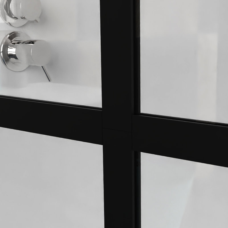 46" X 72" Black Shower Screen For Walk-in - Tempered Glass, Reliable Mount Steady Upper Bar
