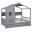 Lit double en bois avec lit gigogne et tablettes de rangement, structure de lit pour enfant moderne avec toit, gris-2140946679-2140946678