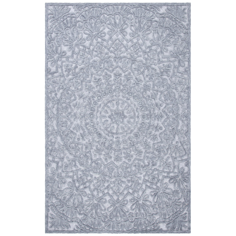 Tapis gris touffeté à la main Shenandoah, Rectangle 5 pi x 8 pi