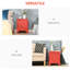 Table d'appoint industrielle rouge, avec porte de style casier et tablette réglable pour un usage domestique