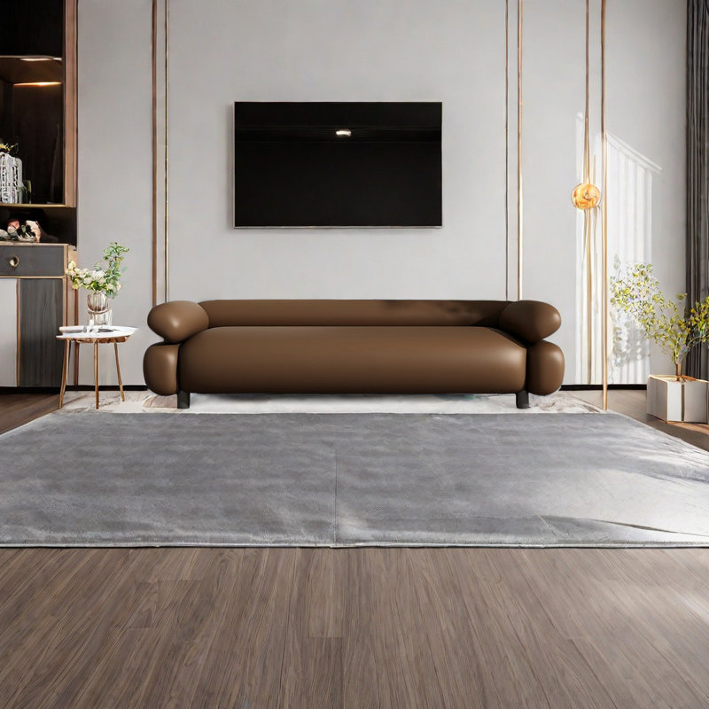 Banc rembourré polyvalent en cuir, Brun, H 19,68 po x l 59,05 po x P 19,68 po