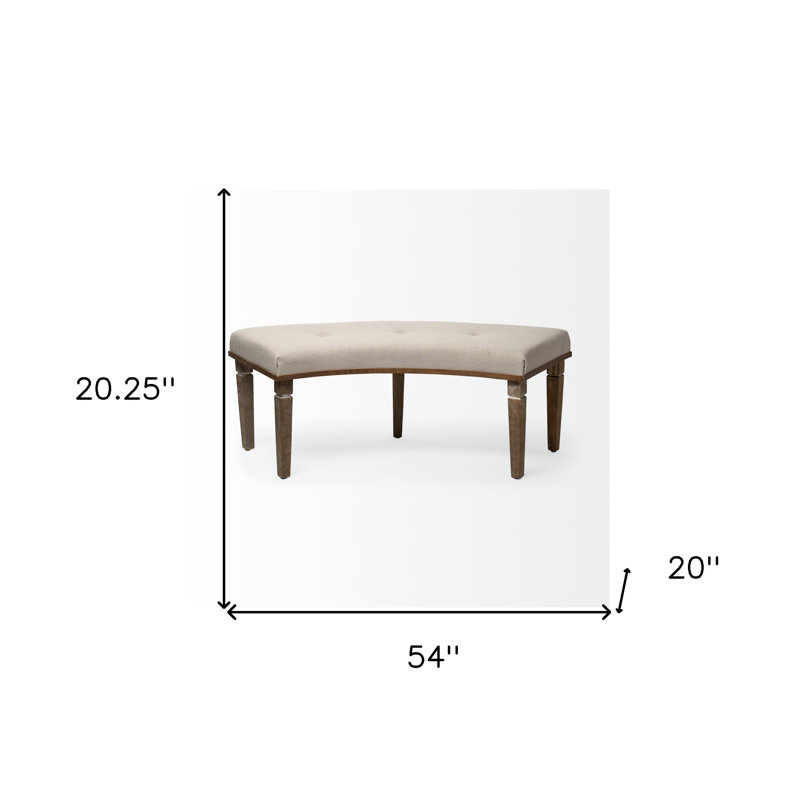 Banc rembourré en polyester beige et brun de 20 po Hopson