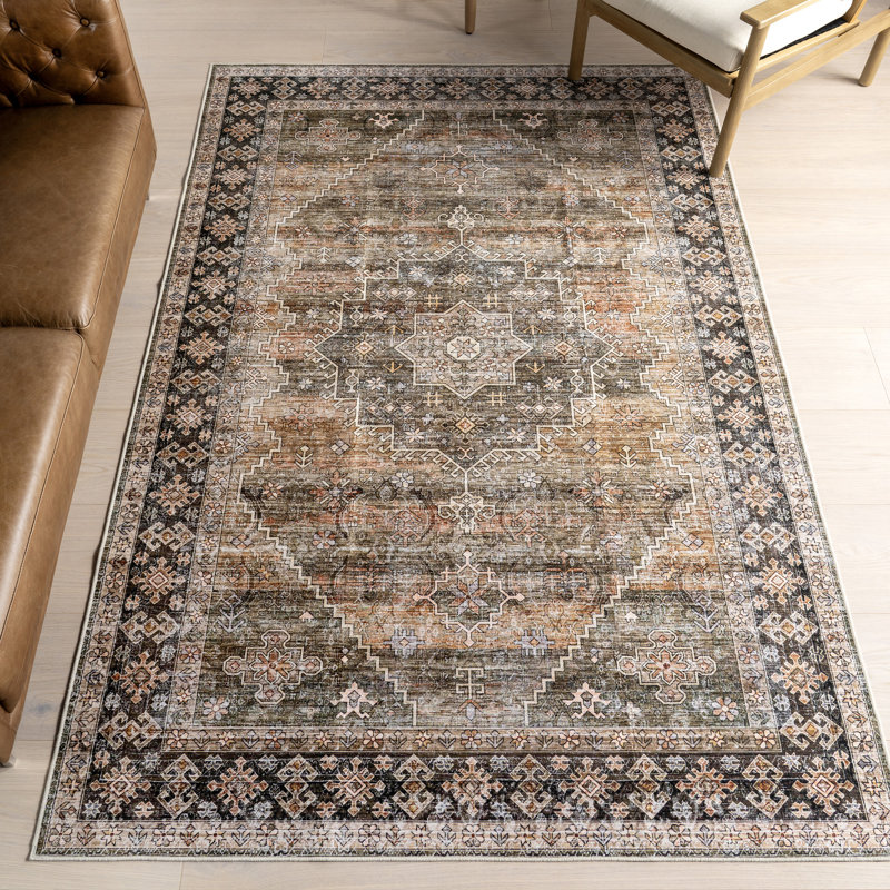 Tapis lavable à la machine Purdie Medallion, Rectangle 9 pi x 9 pi 6 po