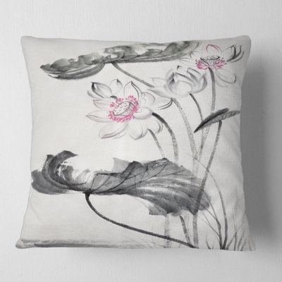 Housse de coussin carré et fleurs de lotus