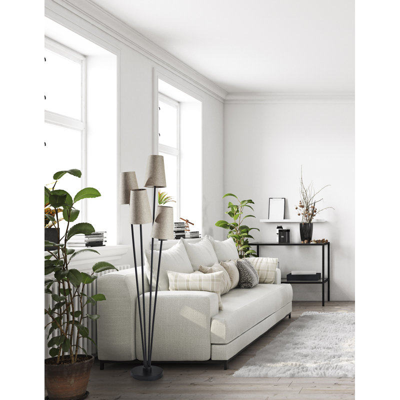 Pierre 68'' Traditional Floor Lamp, Black, Light Brown