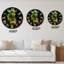 Horloge murale tropicale aux feuilles tropicales sur fond noir III-1435739456