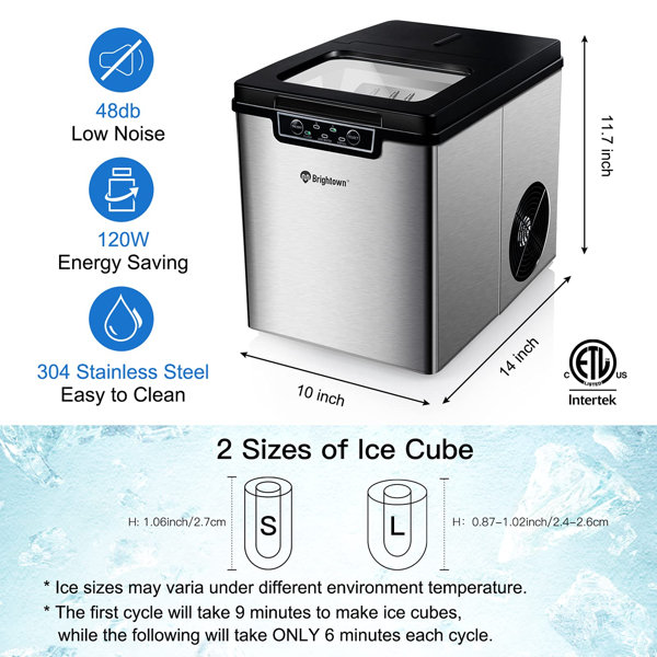 VEVOR Countertop Ice Maker, 9 Cubes Ready in 7 Mins, 26lbs in 24Hrs,  Self-Cleaning Portable