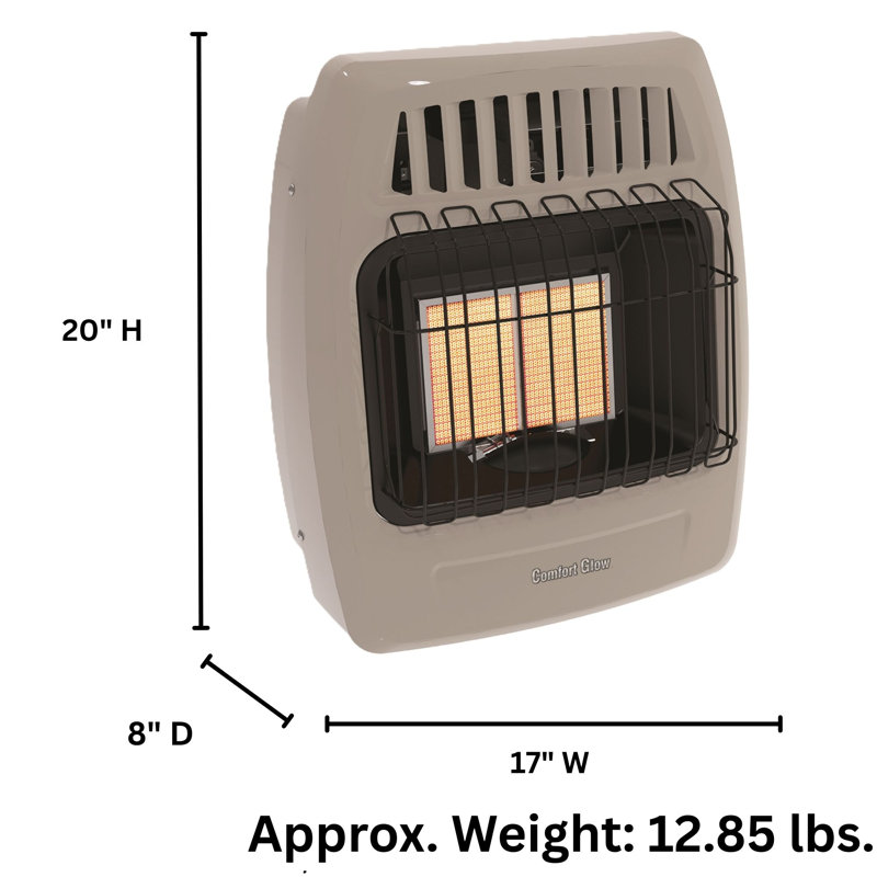 Comfort Glow 12,000 BTU Natural Gas Wall Heater, Heats Up to 400 Sq. Ft.– KWN211